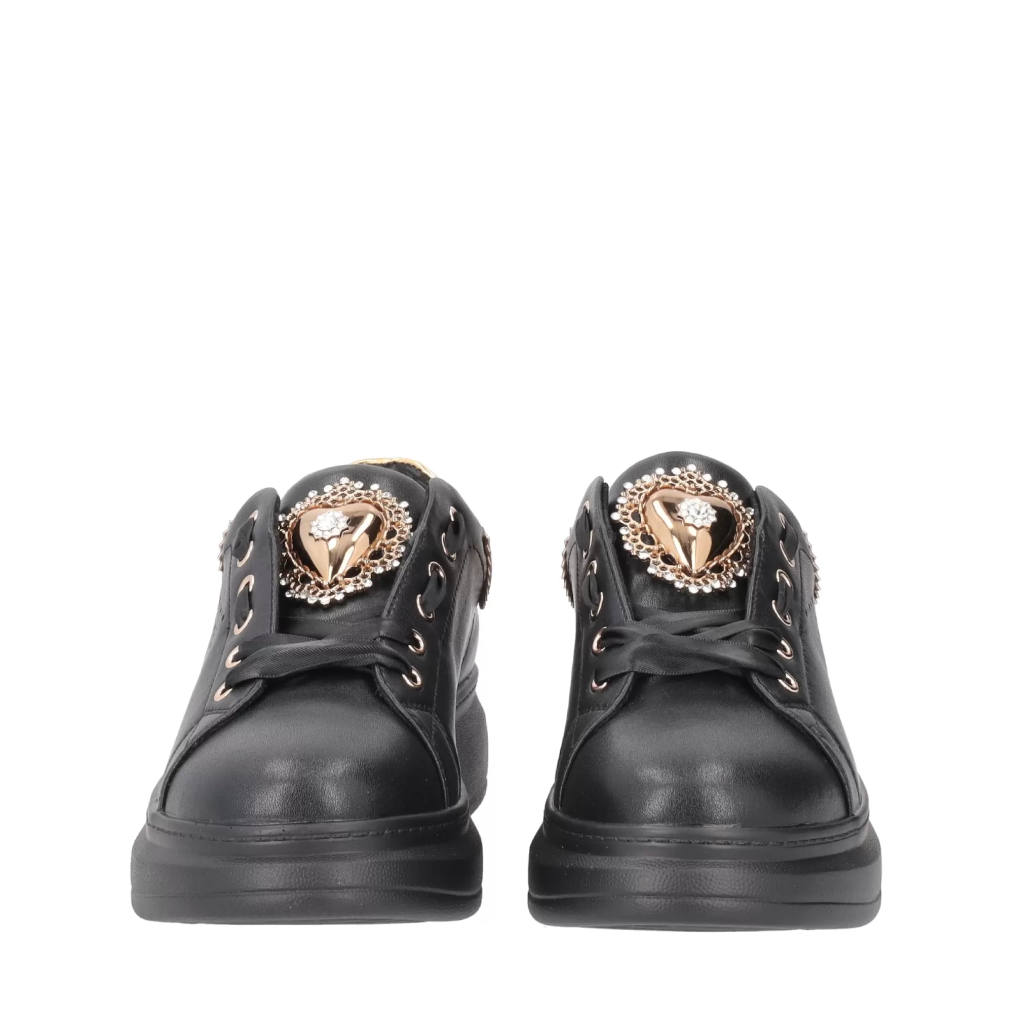 Sneakers*Tosca Blu Sneaker "Allison" In Nappa Nera Con Accessorio Cuore Nero