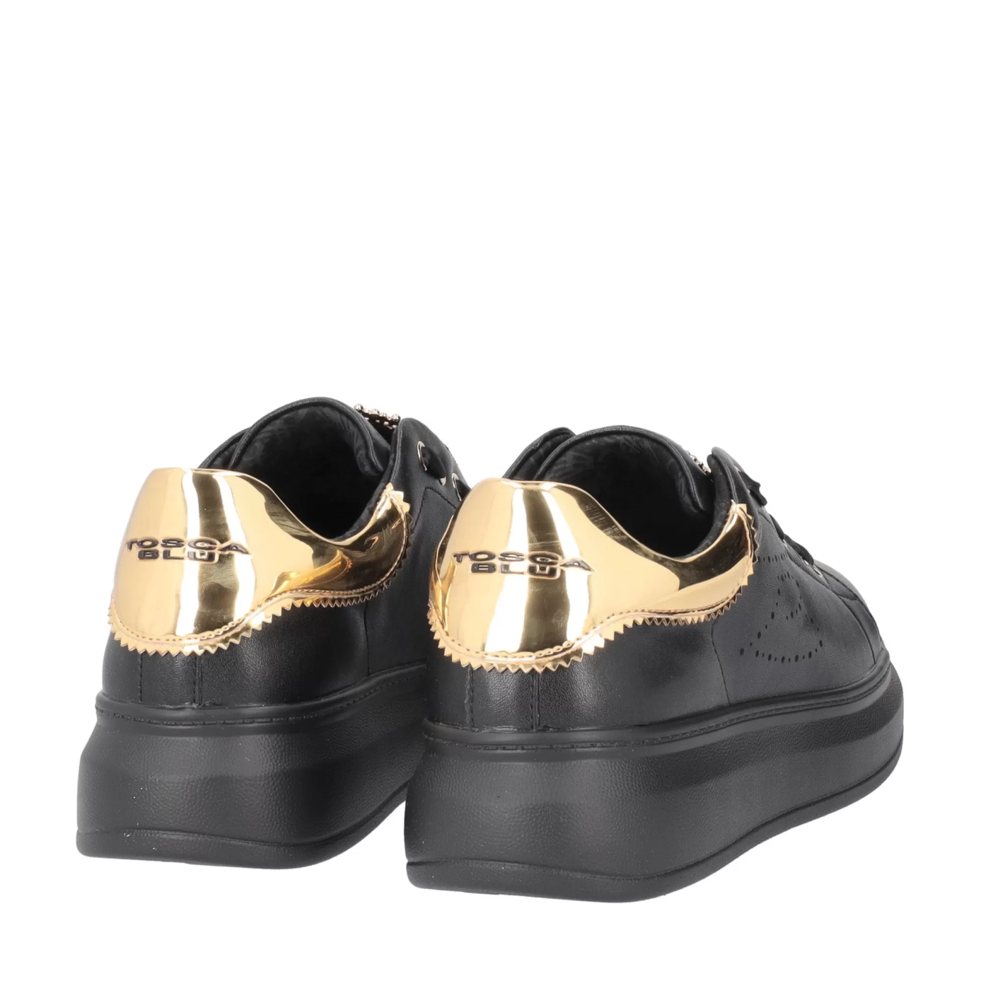 Sneakers*Tosca Blu Sneaker "Allison" In Nappa Nera Con Accessorio Cuore Nero