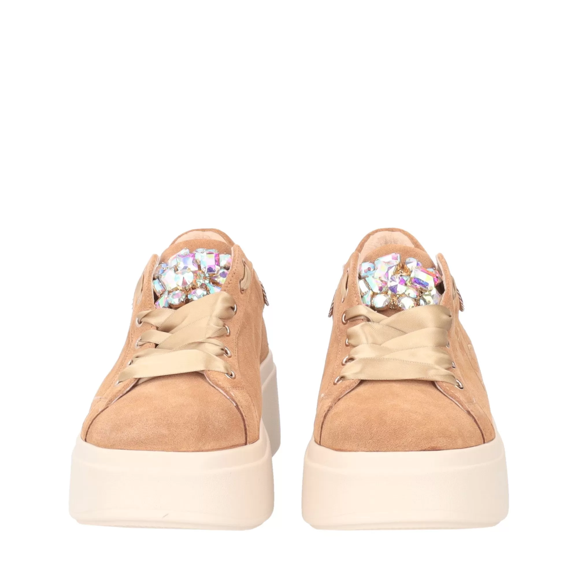 Sneakers*Tosca Blu Sneaker "Angelina" In Camoscio Colore Cuoio Con Accessorio Marrone