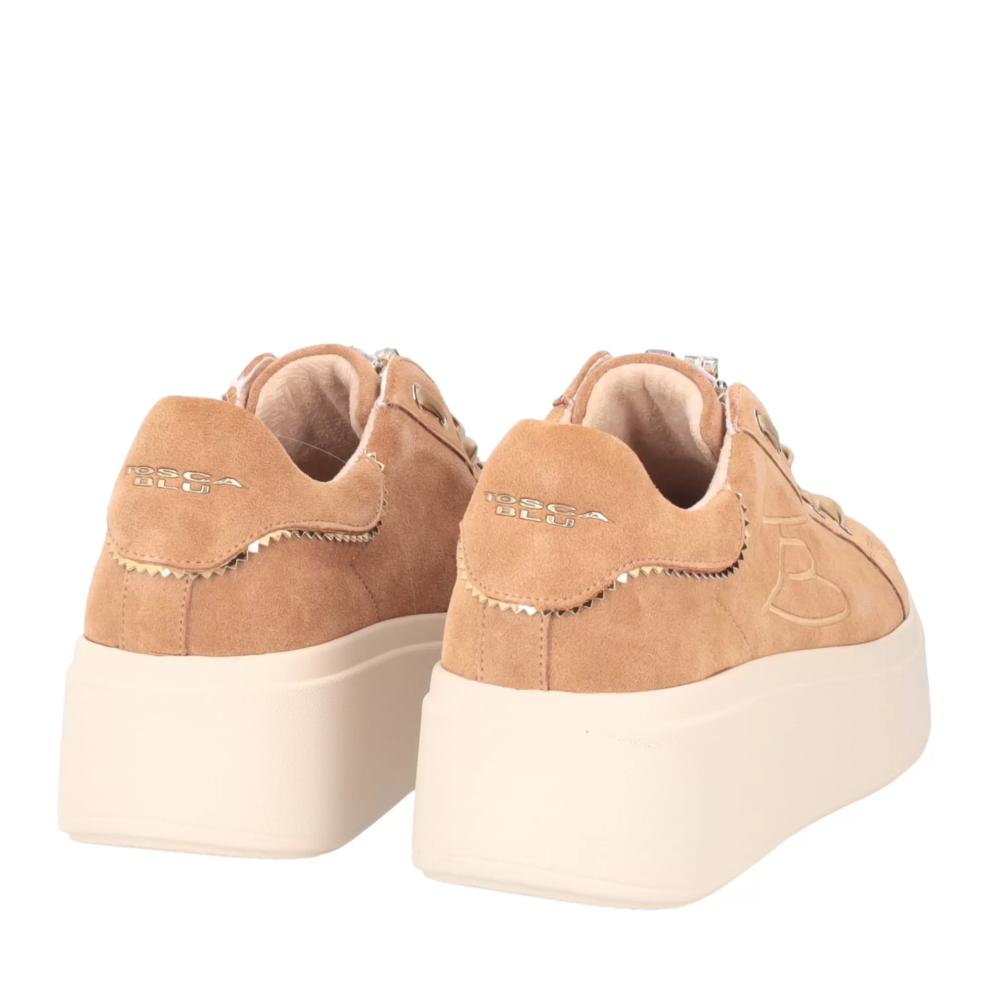 Sneakers*Tosca Blu Sneaker "Angelina" In Camoscio Colore Cuoio Con Accessorio Marrone