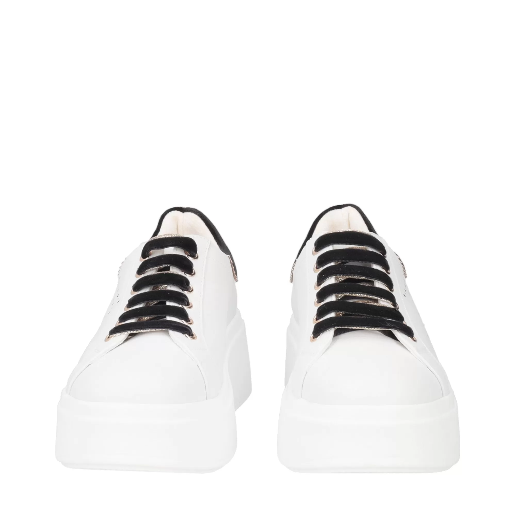 Sneakers*Tosca Blu Sneaker "Angelina" In Nappa Bianca Con Lacci Neri A Contrasto Bianco
