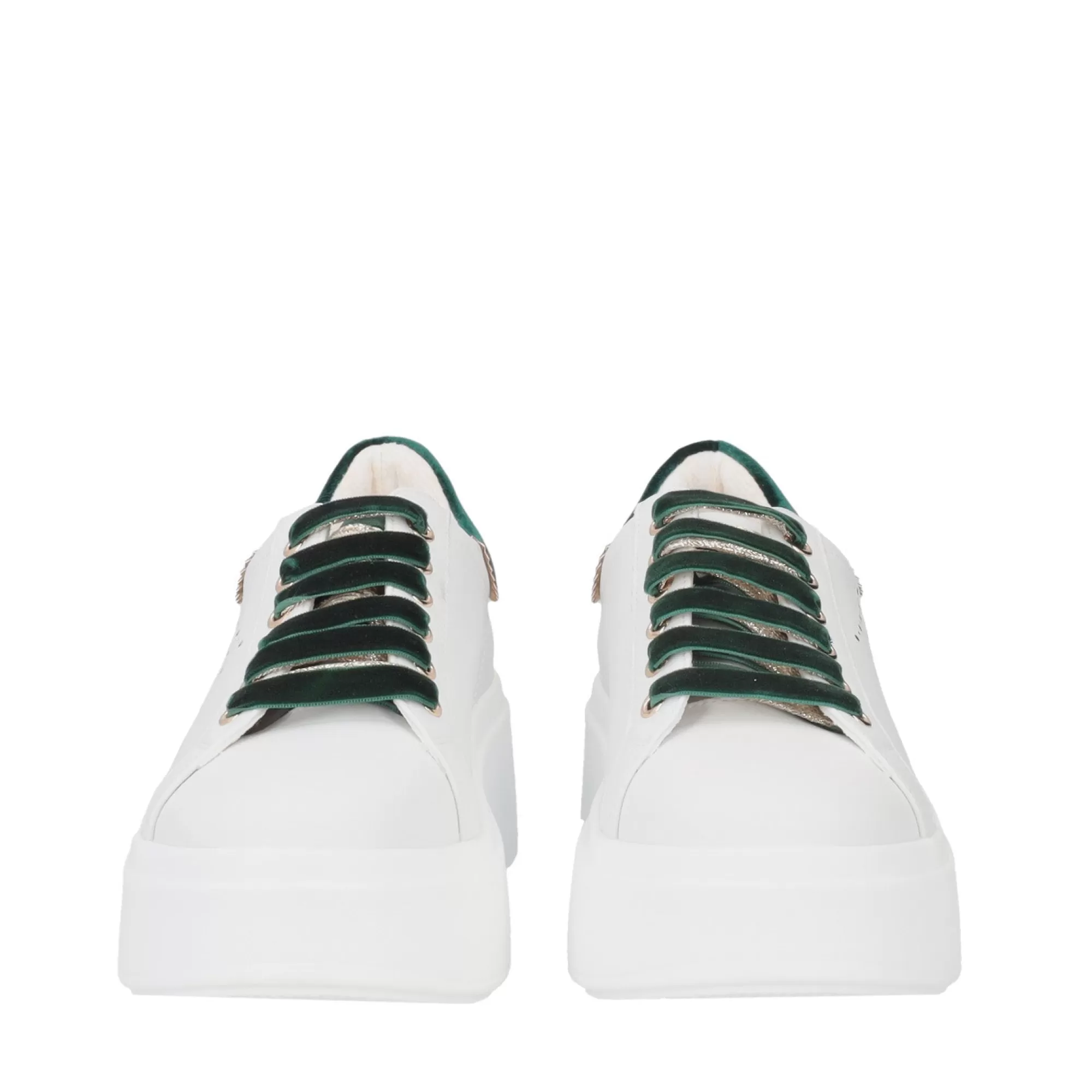 Sneakers*Tosca Blu Sneaker "Angelina" In Nappa Bianca Con Lacci Verdi A Contrasto Verde
