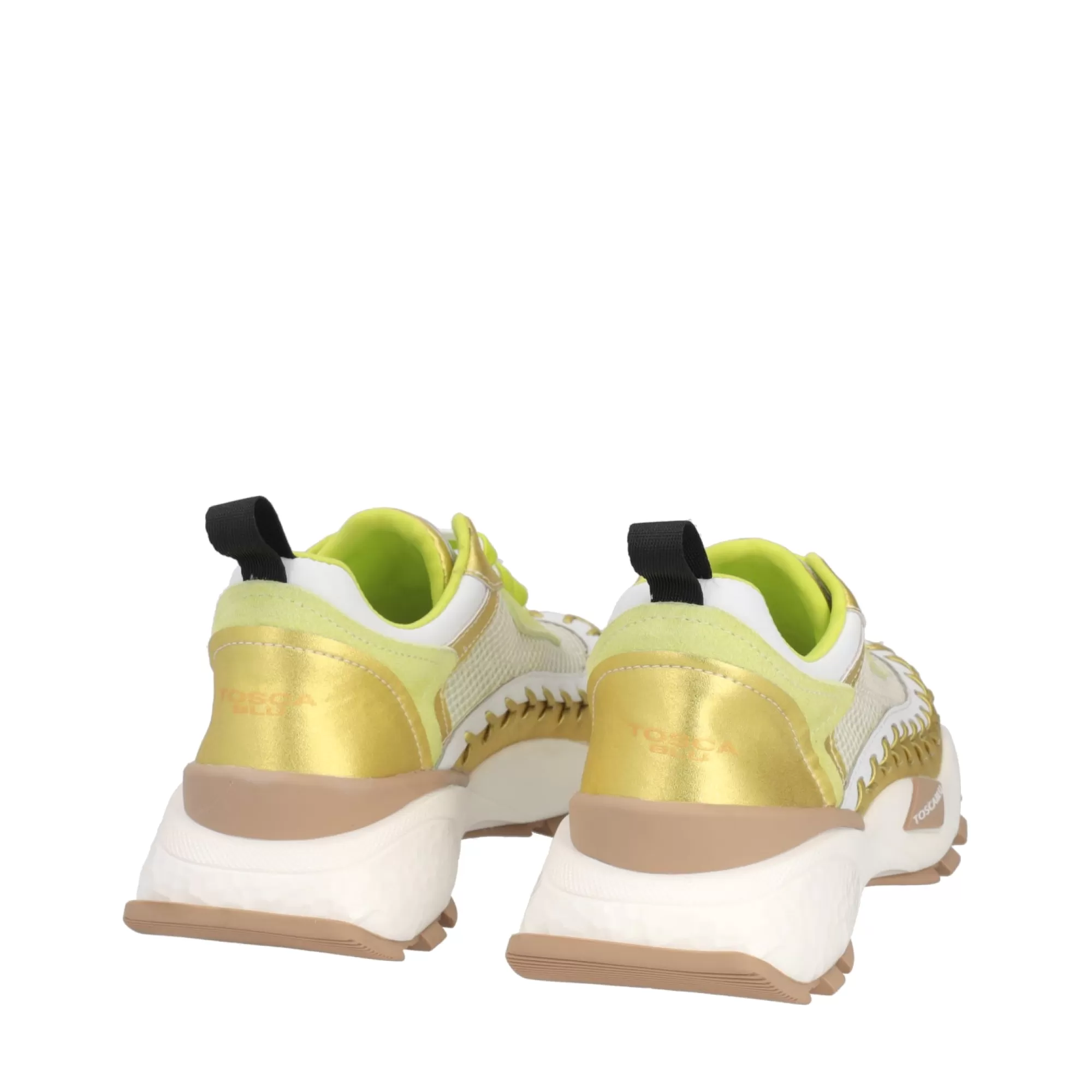 Sneakers*Tosca Blu Sneaker Running "Funky" In Rete Lime In Misto Pelle E Tessuto Tecnico Giallo