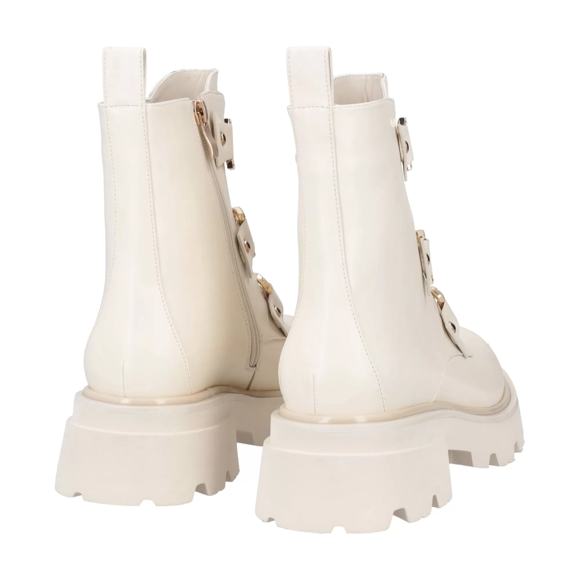 Anfibi E Bikers*Tosca Blu Stivali Biker "Jennifer" Color Latte Con Suola A Carrarmato Bianco